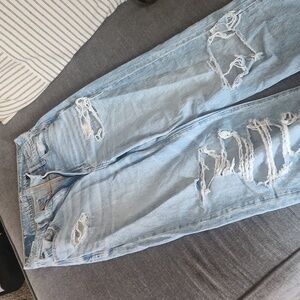 Womens baggy super high rise wide leg jeans
